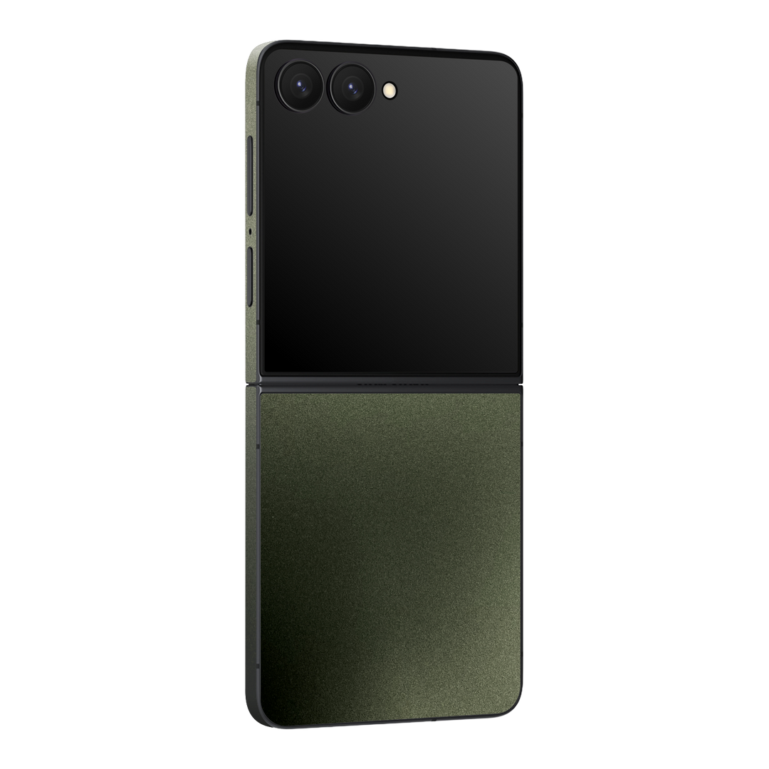 Galaxy Z Flip 7 Military Green Metallic Skin Wrap Sticker Decal Cover Protector by QSKINZ | qskinz.com