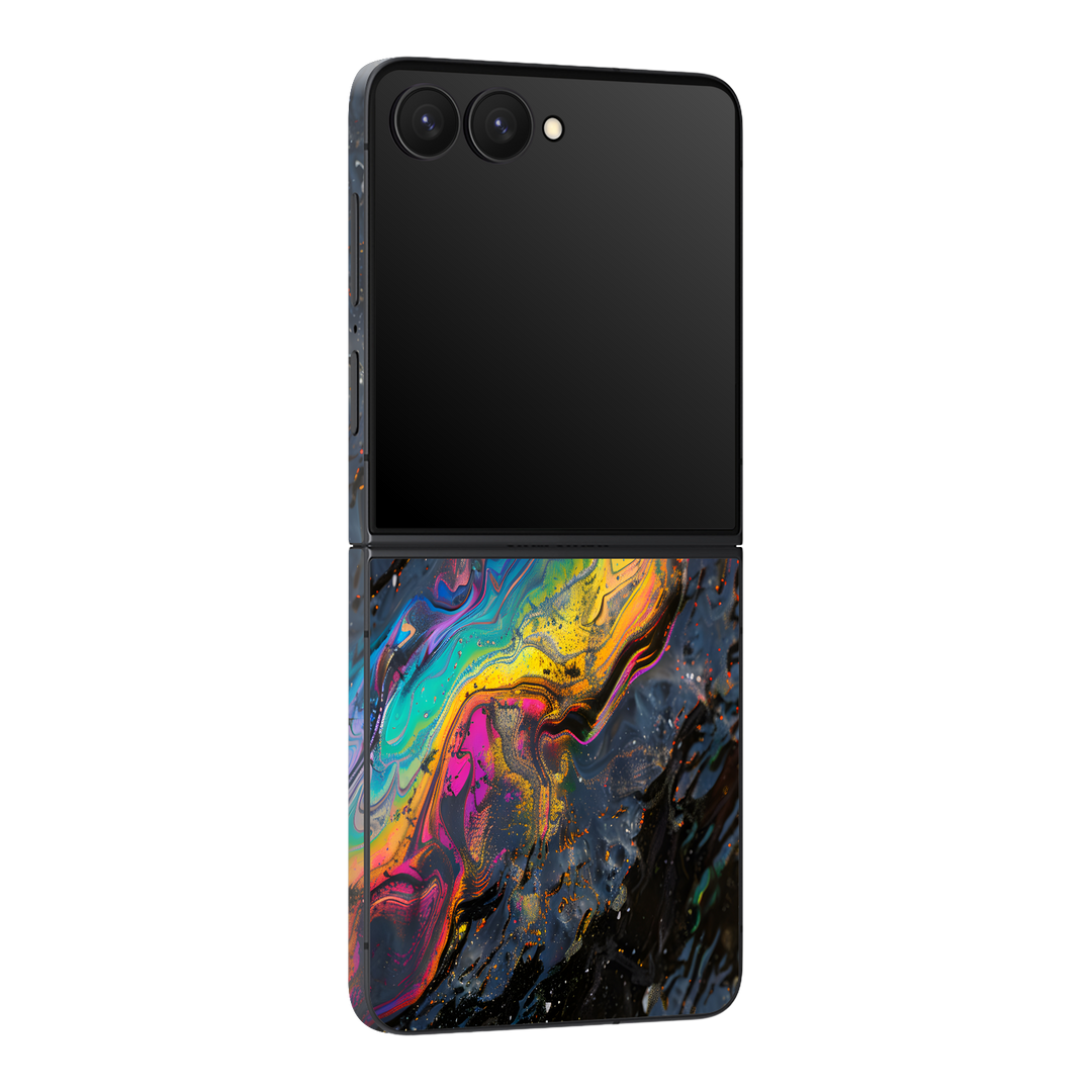 Galaxy Z Flip 7 Print Printed Custom SIGNATURE Aurora Auroria Stone Marble Rainbow Skin Wrap Sticker Decal Cover Protector by QSKINZ | QSKINZ.COM