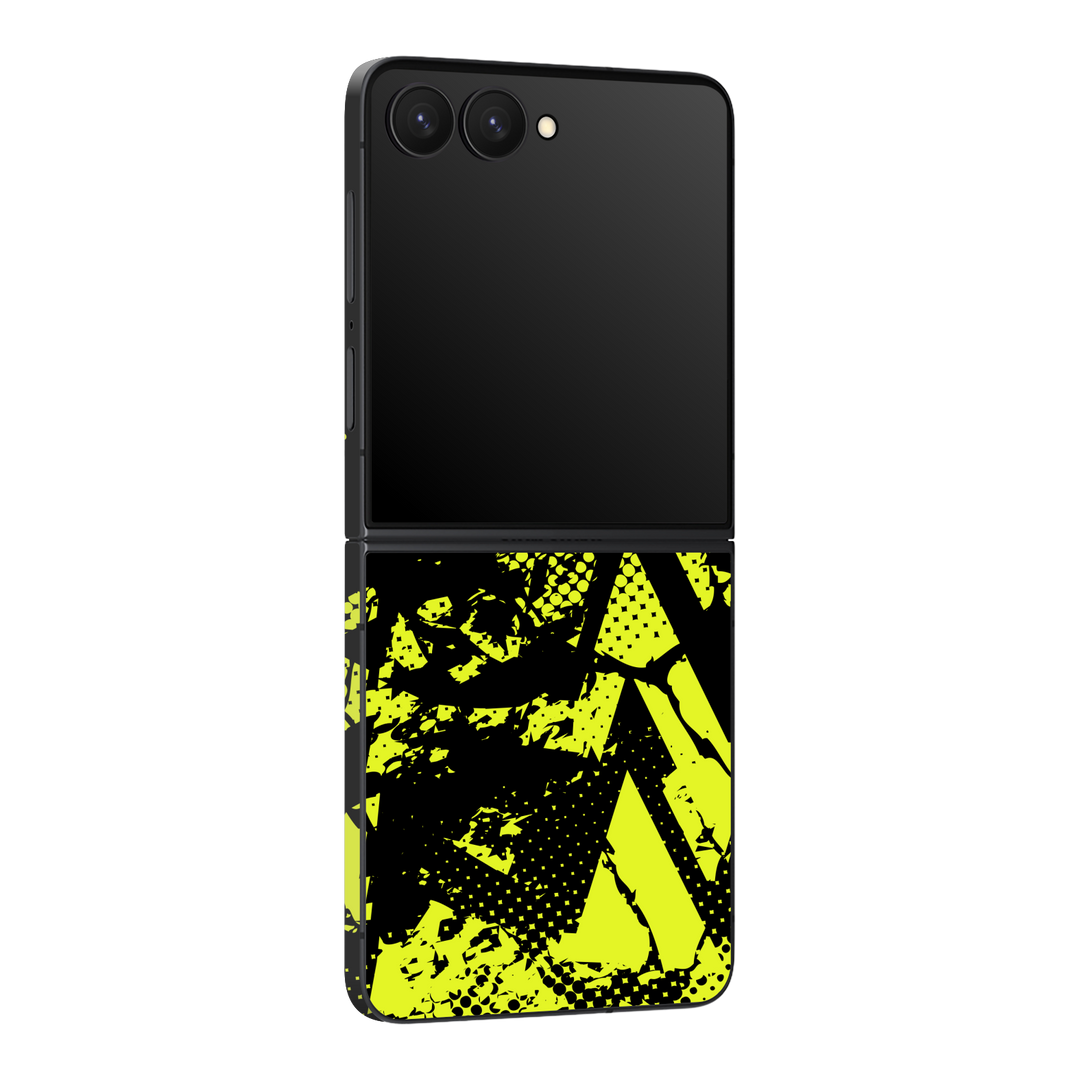 Galaxy Z Flip 7 Print Printed Custom SIGNATURE Grunge Yellow Green Trace Skin Wrap Sticker Decal Cover Protector by QSKINZ | QSKINZ.COM