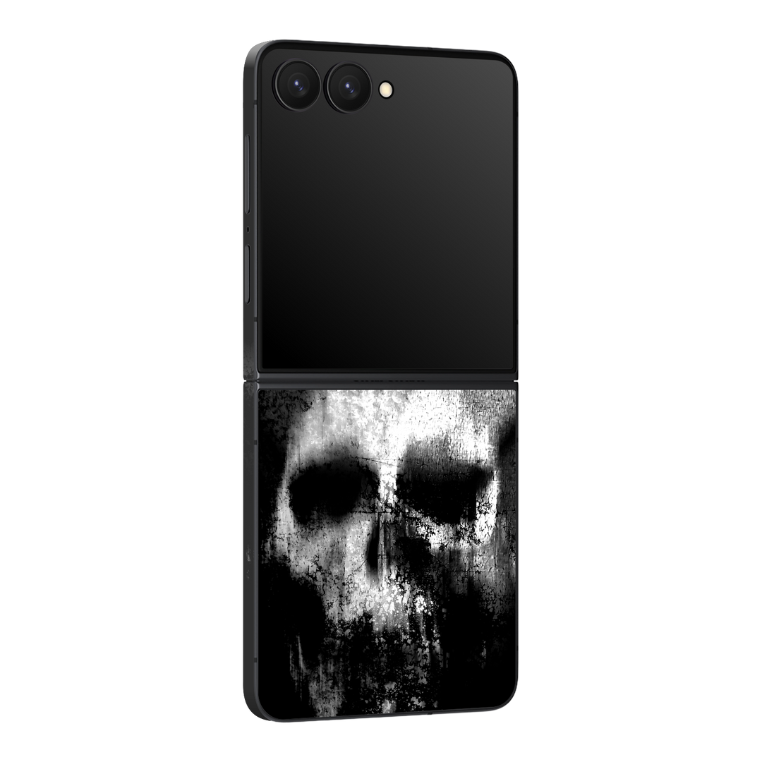 Galaxy Z Flip 7 Print Printed Custom SIGNATURE Horror Black & White SKULL Skin, Wrap, Decal, Protector, Cover by QSKINZ | qskinz.com