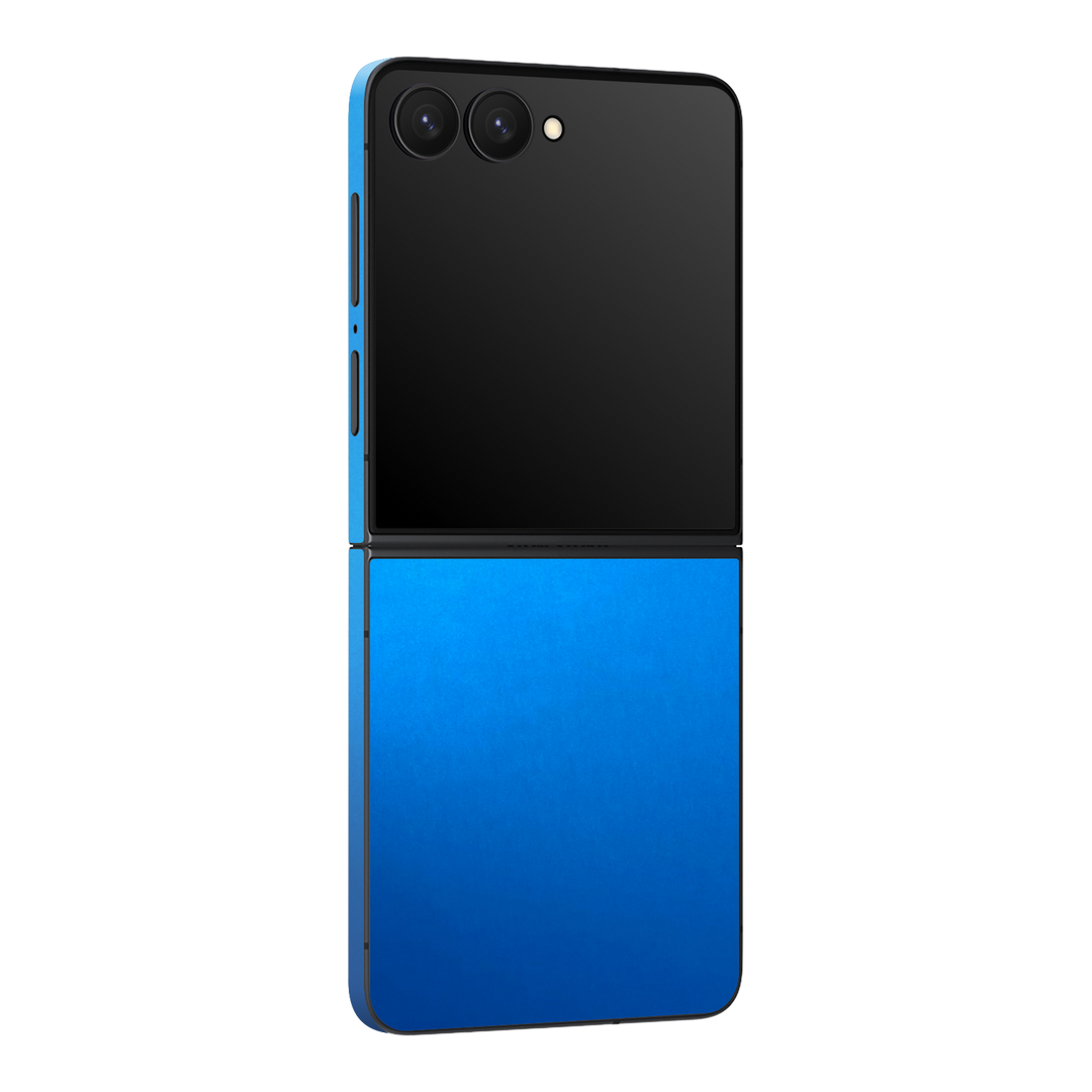 Galaxy Z Flip 7 Satin Blue Metallic Matt Matte Skin Wrap Sticker Decal Cover Protector by QSKINZ | qskinz.com