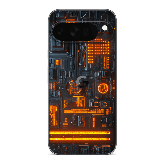 Google PIxel 10 PRO Custom Printed SIGNATURE “Nexora” Orange Fire Technology Skin Wrap Sticker Decal Cover Protector by QSKINZ | QSKINZ.COM