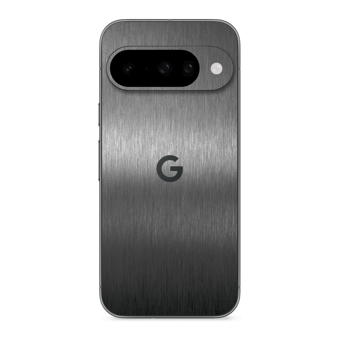 Google Pixel 10 Brushed Metal Titanium Metallic Skin Wrap Sticker Decal Cover Protector by QSKINZ | qskinz.com