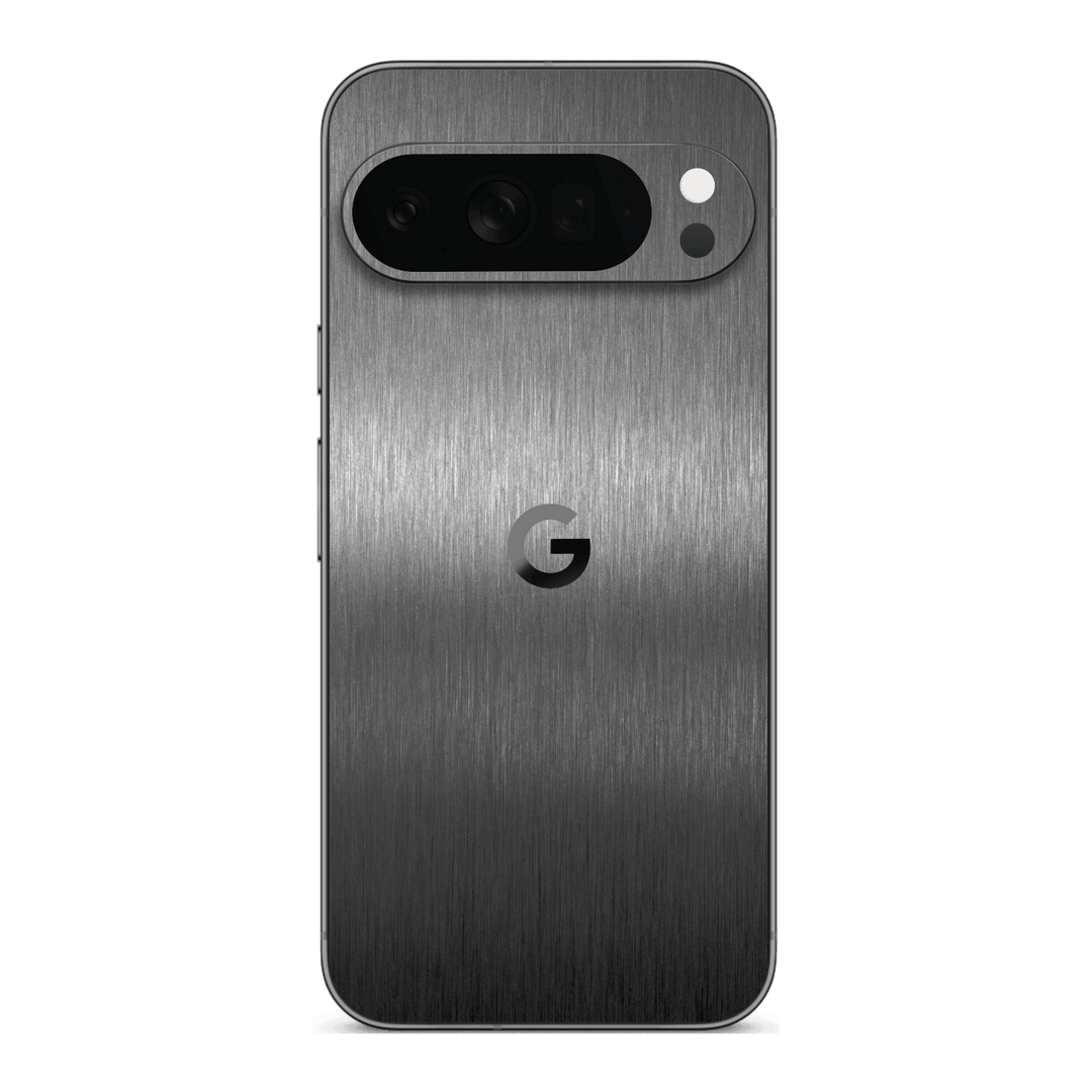 Google Pixel 10 PRO Brushed Metal Titanium Metallic Skin Wrap Sticker Decal Cover Protector by QSKINZ | qskinz.com