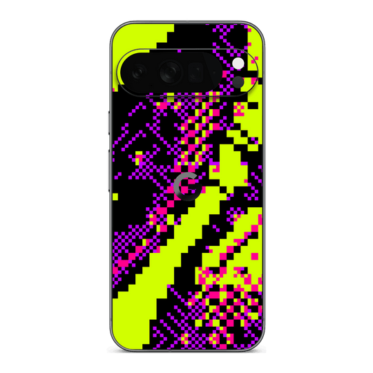 Google Pixel 10 PRO Custom Printed SIGNATURE “Neonix” Purple Green Pixelated Skin Wrap Sticker Decal Cover Protector by QSKINZ | QSKINZ.COM