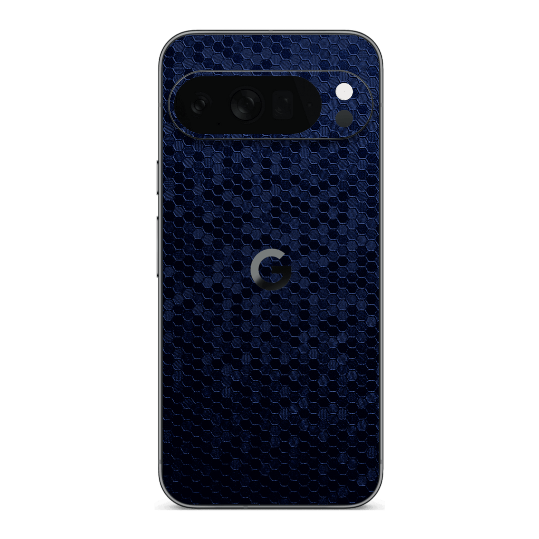 Google Pixel 10 PRO Luxuria Navy Blue Honeycomb 3D Textured Skin Wrap Sticker Decal Cover Protector by QSKINZ | qskinz.com