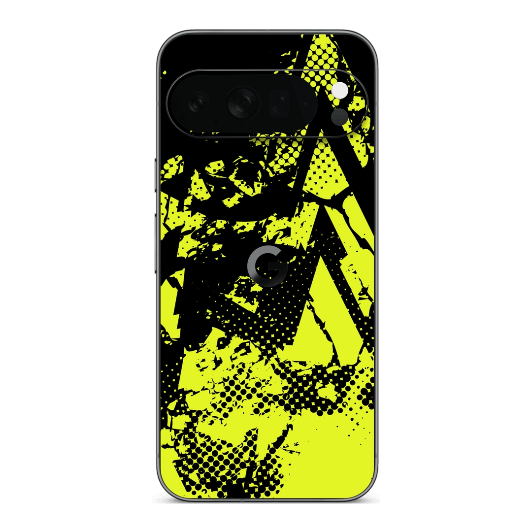 Google Pixel 10 PRO Print Printed Custom SIGNATURE Grunge Yellow Green Trace Skin Wrap Sticker Decal Cover Protector by QSKINZ | QSKINZ.COM