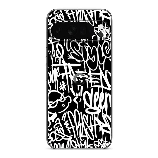 Google Pixel 10 PRO Print Printed Custom SIGNATURE Monochrome Black and WhiteGraffiti Skin Wrap Sticker Decal Cover Protector by QSKINZ | qskinz.com