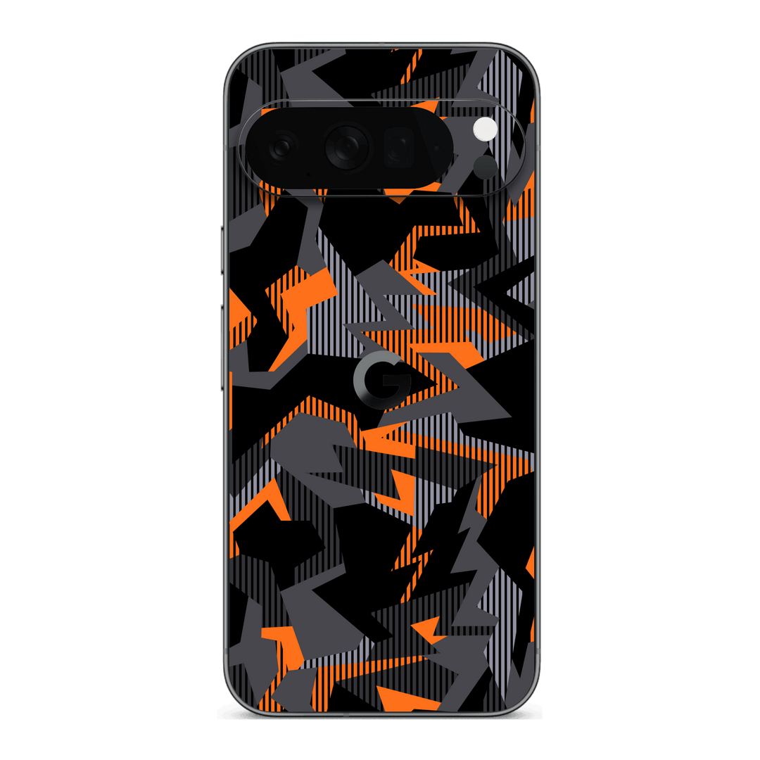 Google Pixel 10 PRO Print Printed Custom SIGNATURE Sharp-Edged Orange Camo Camouflage Skin Wrap Sticker Decal Cover Protector by QSKINZ | qskinz.com