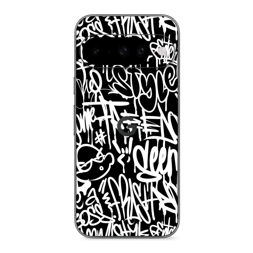 Google Pixel 10 Print Printed Custom SIGNATURE Monochrome Black and WhiteGraffiti Skin Wrap Sticker Decal Cover Protector by QSKINZ | qskinz.com