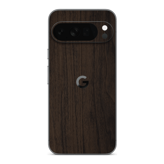 Google Pixel 10 Pro XL Premium Wood Wooden Dark Walnut Matte Textured Skin Wrap Sticker Decal Cover Protector by QSKINZ | qskinz.com