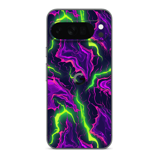 Google Pixel 10 Pro XL Print Printed Custom SIGNATURE Twisterra Twist Neon Purple Yellow Green Anime Skin Wrap Sticker Decal Cover Protector by QSKINZ | QSKINZ.COM