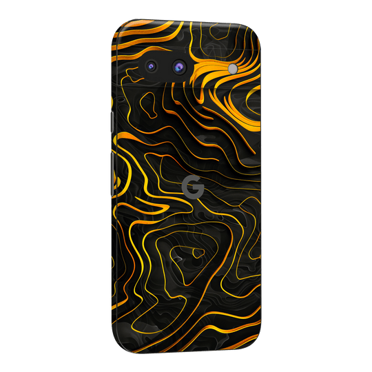 Google Pixel 8a Print Printed Custom SIGNATURE Wave Waves Waver Yellow and Black Skin Wrap Sticker Decal Cover Protector by QSKINZ | QSKINZ.COM