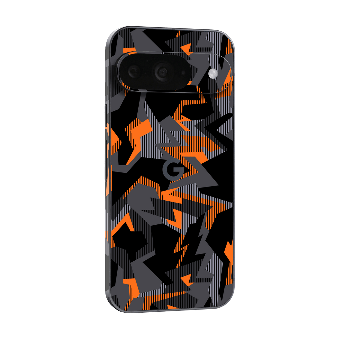 Google Pixel 9 Print Printed Custom SIGNATURE Sharp-Edged Orange Camo Camouflage Skin Wrap Sticker Decal Cover Protector by QSKINZ | qskinz.com