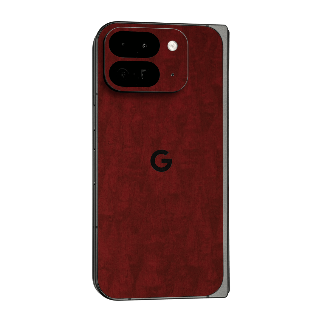 Google Pixel 9 Pro FOLD Scarlet Red Wood Wooden Satin Skin Wrap Sticker Decal Cover Protector by QSKINZ | qskinz.com