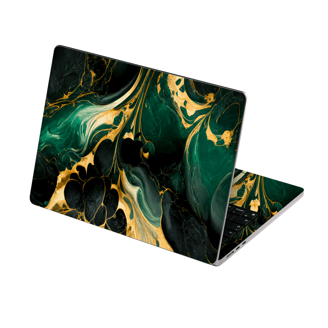 MacBook AIR 13.6" (2025, M4) Print Printed Custom SIGNATURE Agate Geode Royal Green Gold Skin Wrap Sticker Decal Cover Protector by QSKINZ | qskinz.com