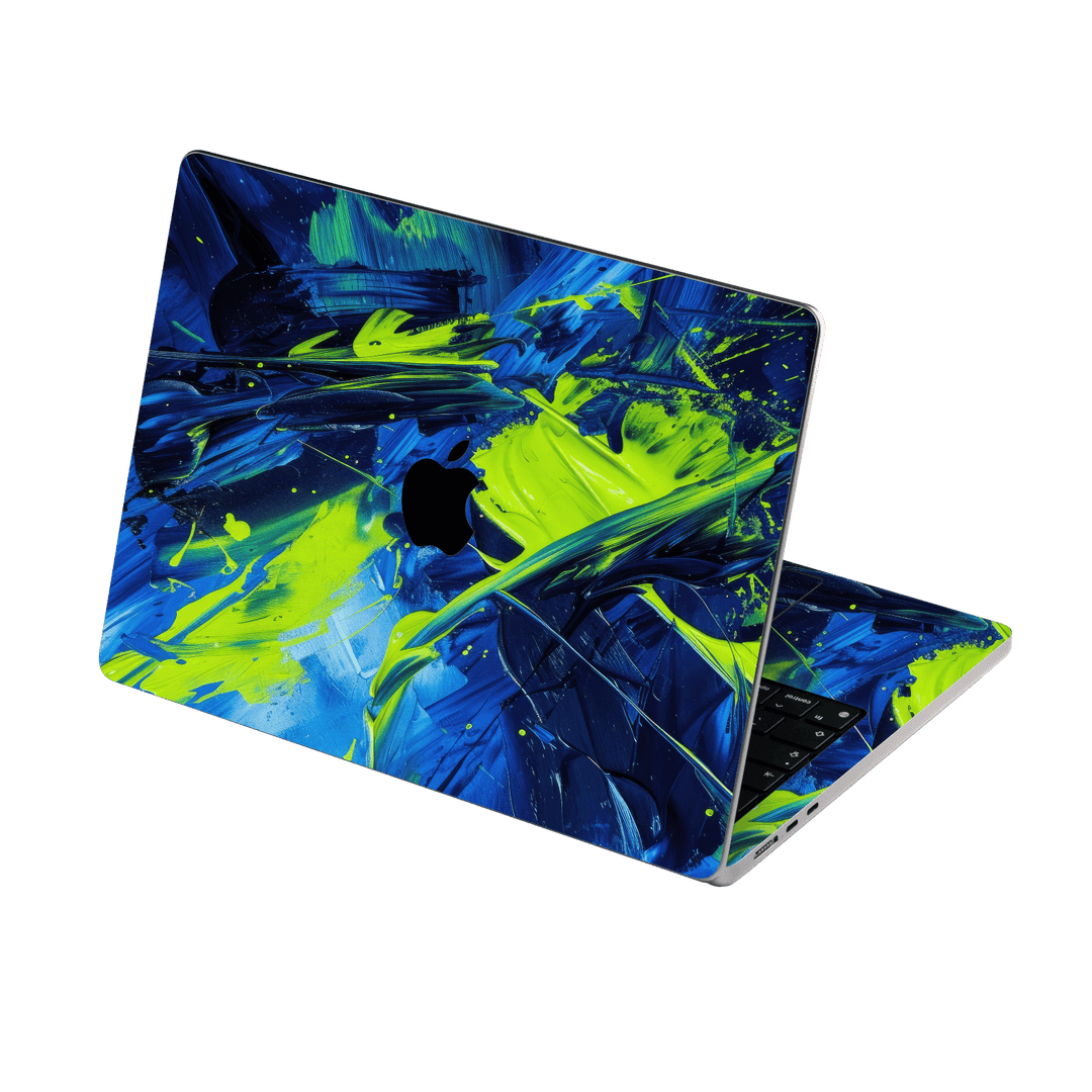 MacBook Air 15" (2025, M4) Print Printed Custom SIGNATURE Glowquatic Neon Yellow Green Blue Skin Wrap Sticker Decal Cover Protector by QSKINZ | QSKINZ.COM