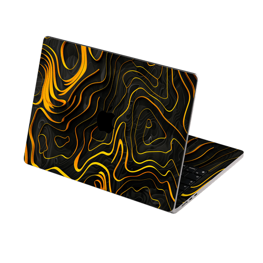  MacBook Air 15" (2025, M4) Print Printed Custom SIGNATURE Wave Waves Waver Yellow and Black Skin Wrap Sticker Decal Cover Protector by QSKINZ | QSKINZ.COM