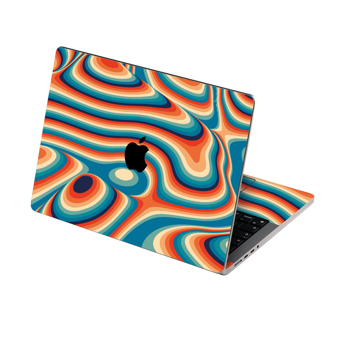MacBook PRO 14" (2021/2023) Print Printed Custom SIGNATURE Swirltro Swirl Retro 70s 80s Warm Colours Skin Wrap Sticker Decal Cover Protector by QSKINZ | QSKINZ.COM