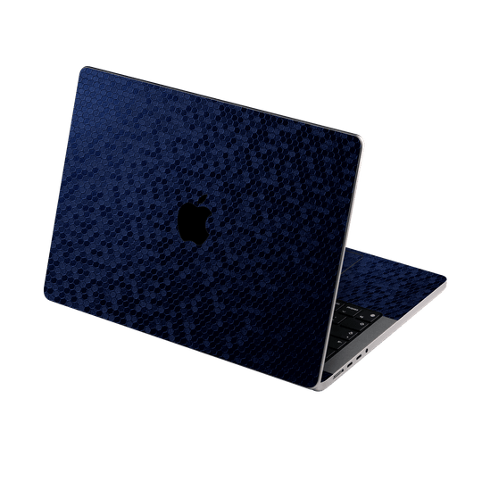 MacBook PRO 14” (2024, M4)  Luxuria Navy Blue Honeycomb 3D Textured Skin Wrap Sticker Decal Cover Protector by QSKINZ | qskinz.com