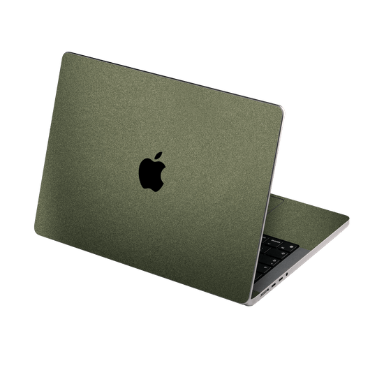 MacBook PRO 14” (2024, M4) Military Green Metallic Skin Wrap Sticker Decal Cover Protector by QSKINZ | qskinz.com