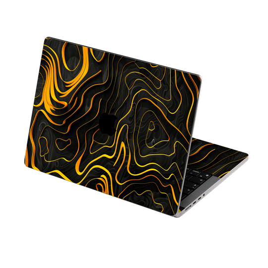 MacBook PRO 16" (2021/2023) Print Printed Custom SIGNATURE Wave Waves Waver Yellow and Black Skin Wrap Sticker Decal Cover Protector by QSKINZ | QSKINZ.COM