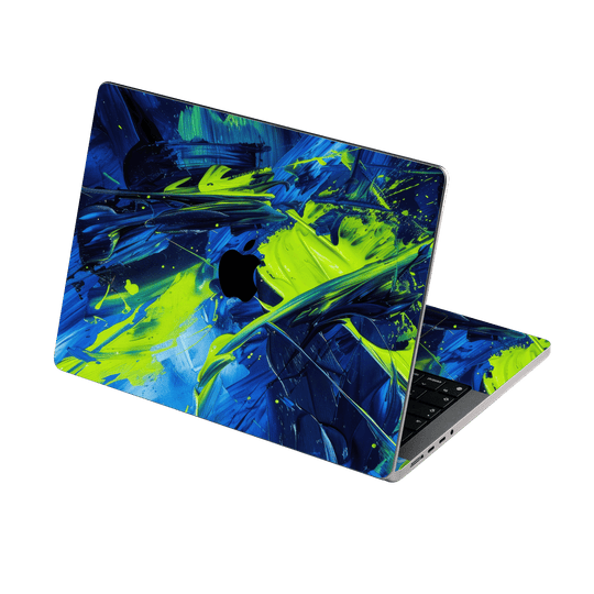 MacBook PRO 16” (2024, M4) Print Printed Custom SIGNATURE Glowquatic Neon Yellow Green Blue Skin Wrap Sticker Decal Cover Protector by QSKINZ | QSKINZ.COM