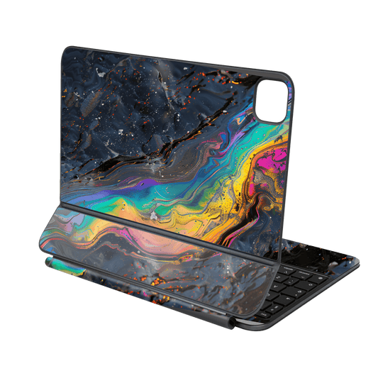 Magic Keyboard for iPad PRO 13” (M4, 2024) Print Printed Custom SIGNATURE Aurora Auroria Stone Marble Rainbow Skin Wrap Sticker Decal Cover Protector by QSKINZ | QSKINZ.COM