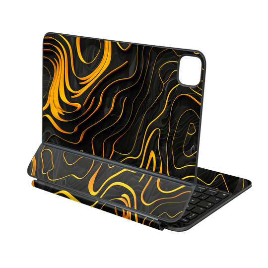 Magic Keyboard for iPad PRO 13” (M4, 2024) Print Printed Custom SIGNATURE Wave Waves Waver Yellow and Black Skin Wrap Sticker Decal Cover Protector by QSKINZ | QSKINZ.COM