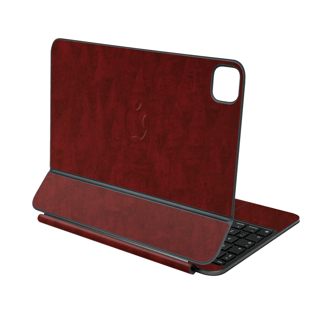 Magic Keyboard for iPad PRO 13” (M4, 2024) Scarlet Red Wood Wooden Satin Skin Wrap Sticker Decal Cover Protector by QSKINZ | qskinz.com