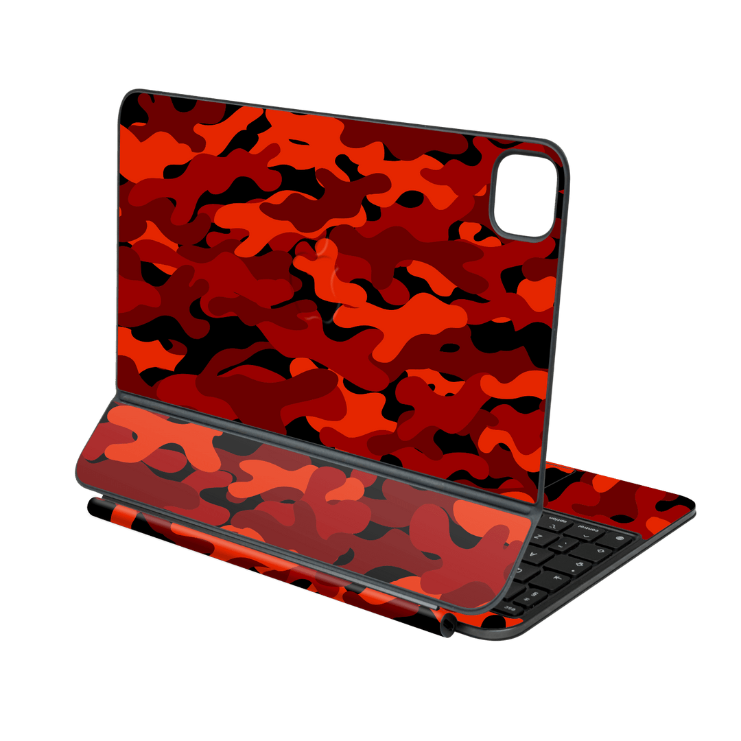 Magic Keyboard for iPad Pro 11” (M4, 2024) Print Printed Custom SIGNATURE Fire Red Camo Camouflage Skin Wrap Sticker Decal Cover Protector by QSKINZ | QSKINZ.COM
