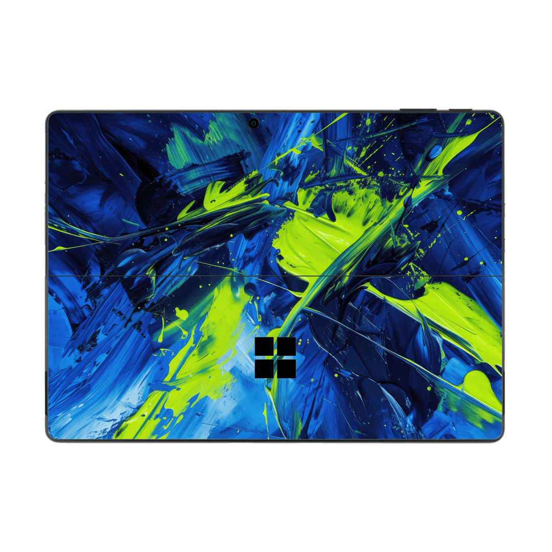 Microsoft Surface Pro 10 Print Printed Custom SIGNATURE Glowquatic Neon Yellow Green Blue Skin Wrap Sticker Decal Cover Protector by QSKINZ | QSKINZ.COM