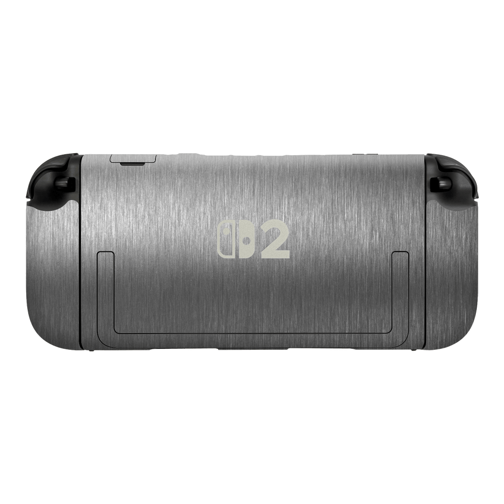 Nintendo Switch 2 Console Brushed Metal Titanium Metallic Skin Wrap Sticker Decal Cover Protector by QSKINZ | qskinz.com