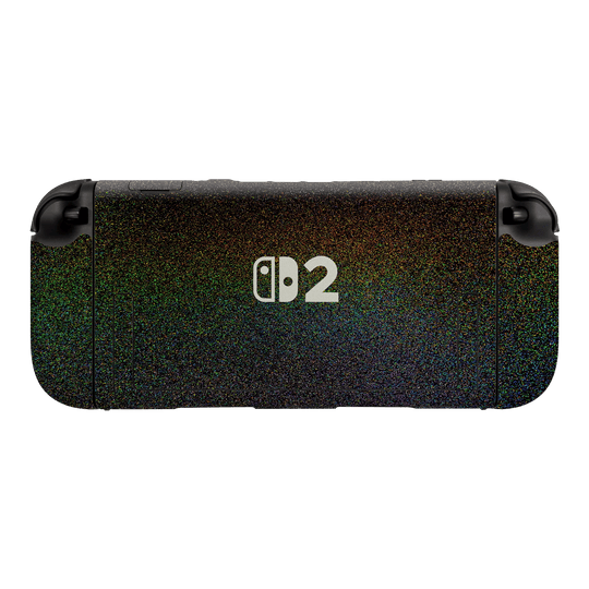 Nintendo Switch 2 Console GALAXY Galactic Black Milky Way Rainbow Sparkling Metallic Gloss Finish Skin Wrap Sticker Decal Cover Protector by QSKINZ | qskinz.com