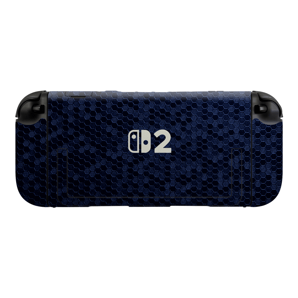 Nintendo Switch 2 Console Luxuria Navy Blue Honeycomb 3D Textured Skin Wrap Sticker Decal Cover Protector by QSKINZ | qskinz.com