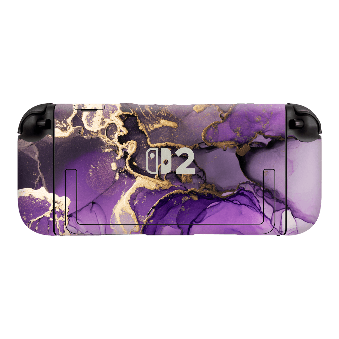 Nintendo Switch 2 Console Print Printed Custom SIGNATURE AGATE GEODE Purple-Gold Skin Wrap Sticker Decal Cover Protector by QSKINZ | qskinz.com