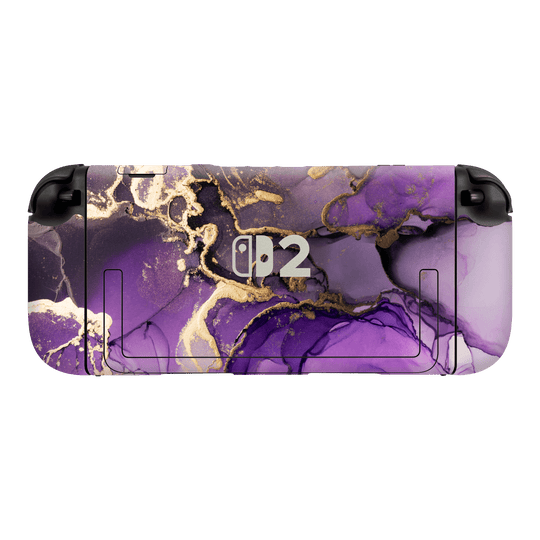 Nintendo Switch 2 Console Print Printed Custom SIGNATURE AGATE GEODE Purple-Gold Skin Wrap Sticker Decal Cover Protector by QSKINZ | qskinz.com