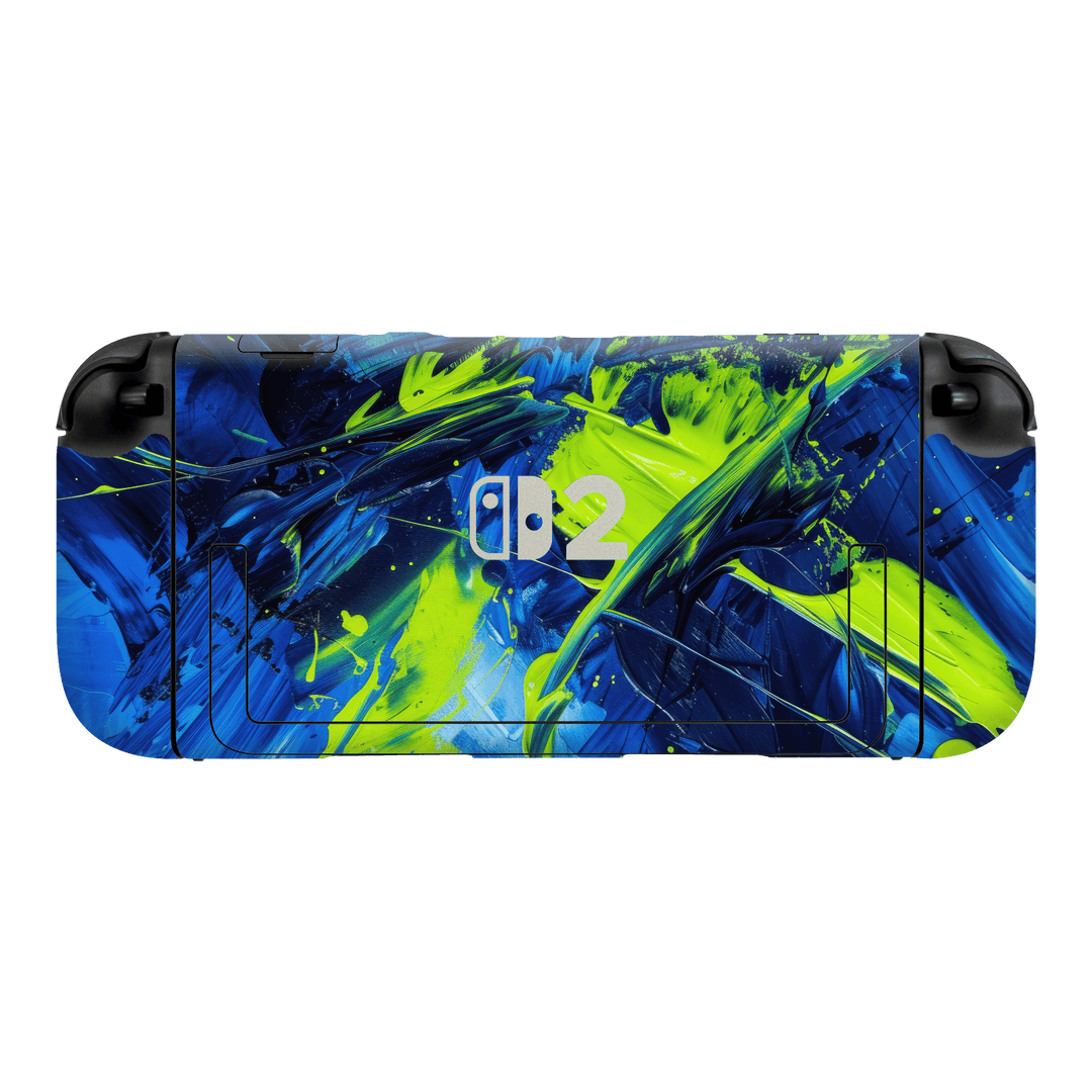 Nintendo Switch 2 Console Print Printed Custom SIGNATURE Glowquatic Neon Yellow Green Blue Skin Wrap Sticker Decal Cover Protector by QSKINZ | QSKINZ.COM