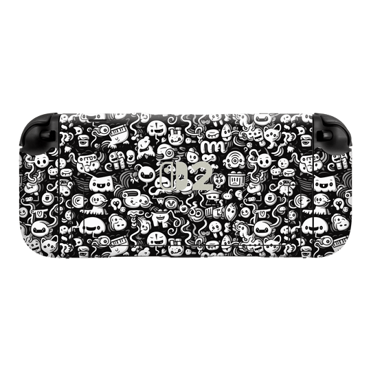 Nintendo Switch 2 Console Print Printed Custom SIGNATURE Pictogram Party Monochrome Black and White Icons Faces Skin Wrap Sticker Decal Cover Protector by QSKINZ | QSKINZ.COM