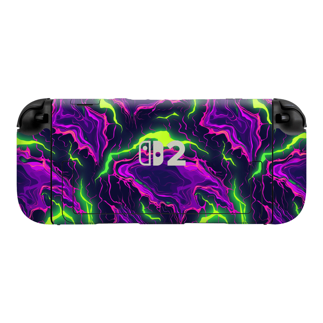 Nintendo Switch 2 Console Print Printed Custom SIGNATURE Twisterra Twist Neon Purple Yellow Green Anime Skin Wrap Sticker Decal Cover Protector by QSKINZ | QSKINZ.COM