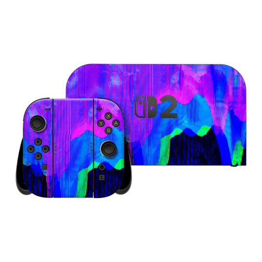 Nintendo Switch 2 Custom Printed SIGNATURE “Andromeda” Blue Purple Wave Skin Wrap Sticker Decal Cover Protector by QSKINZ | QSKINZ.COM
