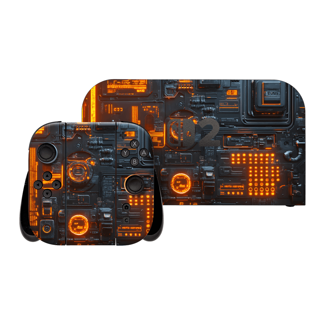 Nintendo Switch 2 Custom Printed SIGNATURE “Nexora” Orange Fire Technology Skin Wrap Sticker Decal Cover Protector by QSKINZ | QSKINZ.COM