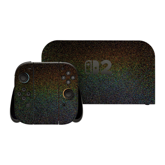 Nintendo Switch 2 GALAXY Galactic Black Milky Way Rainbow Sparkling Metallic Gloss Finish Skin Wrap Sticker Decal Cover Protector by QSKINZ | qskinz.com