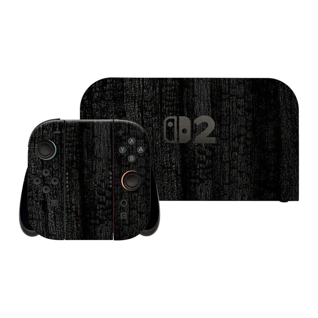 Nintendo Switch 2 Luxuria Black Charcoal Black Dragon Coal Stone 3D Textured Skin Wrap Sticker Decal Cover Protector by QSKINZ | qskinz.com