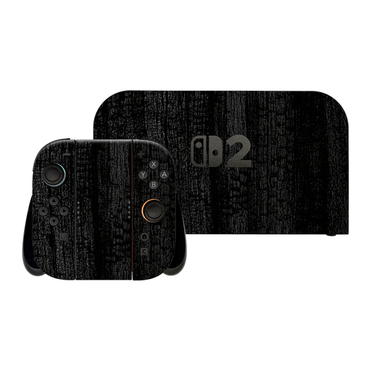 Nintendo Switch 2 Luxuria Black Charcoal Black Dragon Coal Stone 3D Textured Skin Wrap Sticker Decal Cover Protector by QSKINZ | qskinz.com
