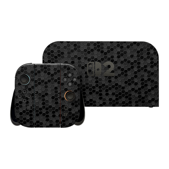Nintendo Switch 2 Luxuria Black Honeycomb 3D Textured Skin Wrap Sticker Decal Cover Protector by QSKINZ | qskinz.com