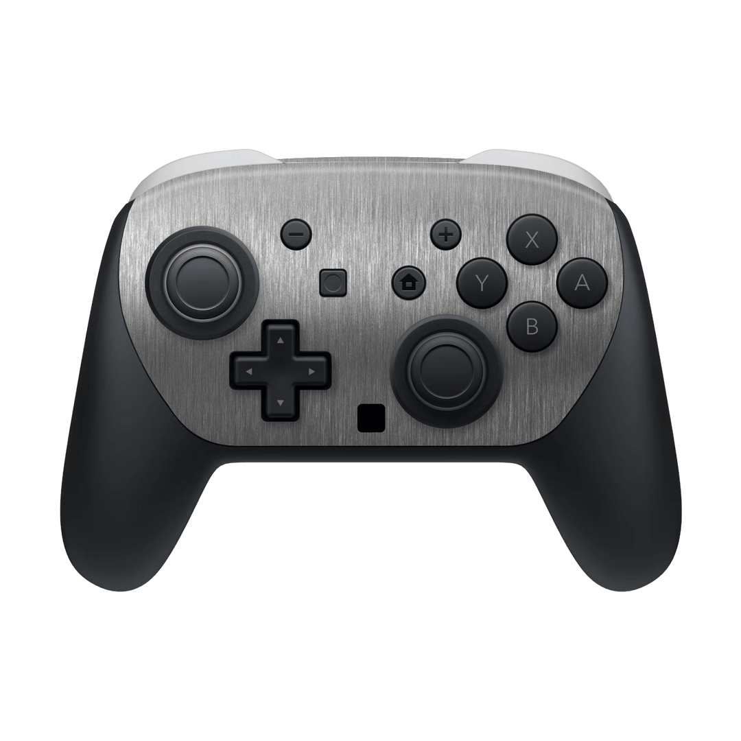 Nintendo Switch 2 PRO CONTROLLER Brushed Metal Titanium Metallic Skin Wrap Sticker Decal Cover Protector by QSKINZ | qskinz.com
