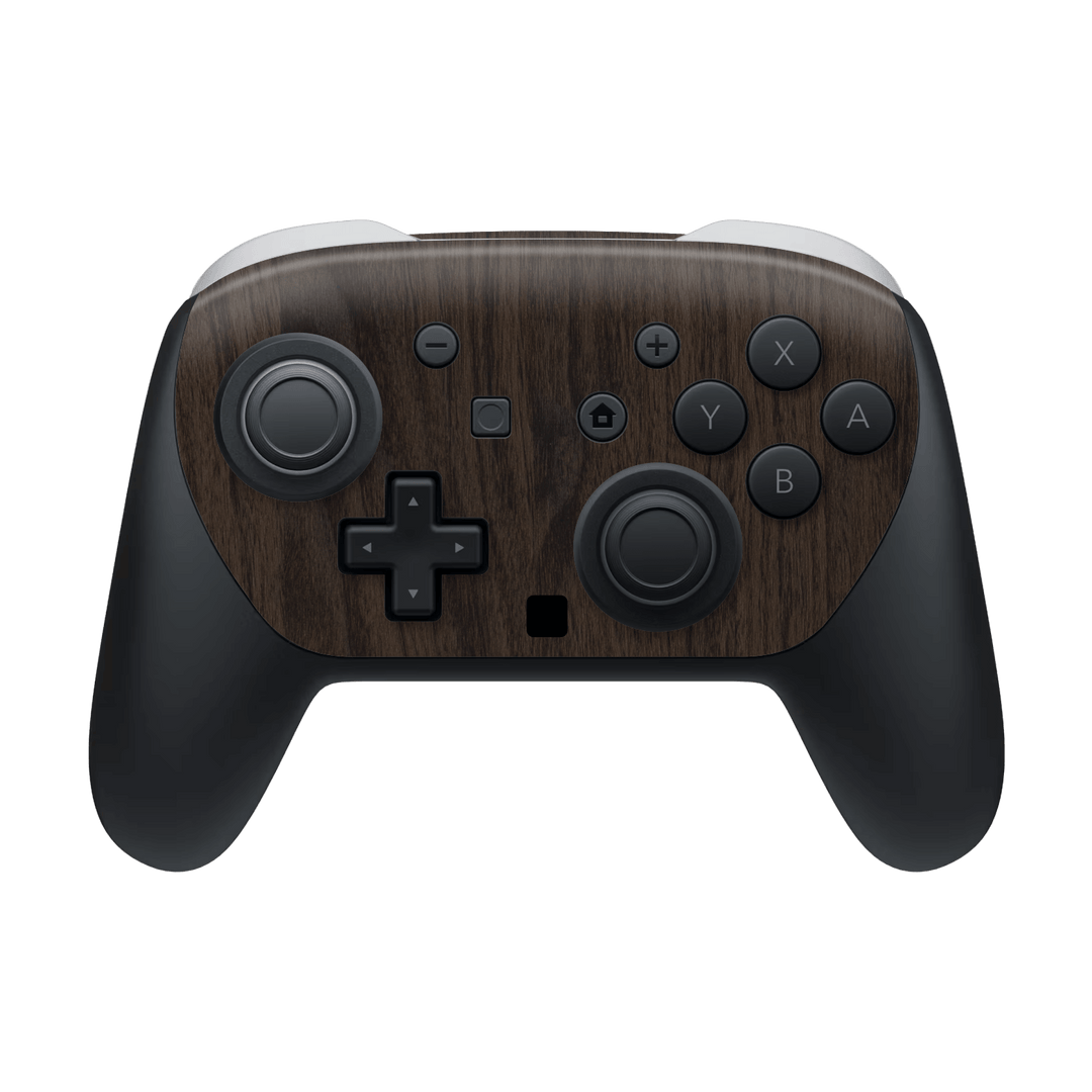 Nintendo Switch 2 PRO CONTROLLER Premium Wood Wooden Dark Walnut Matte Textured Skin Wrap Sticker Decal Cover Protector by QSKINZ | qskinz.com
