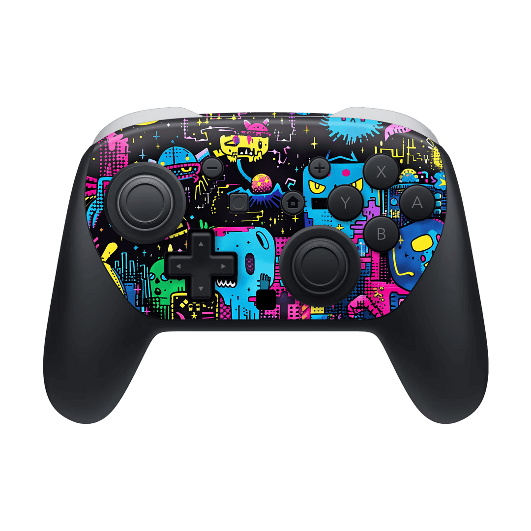 Nintendo Switch 2 PRO CONTROLLER Print Printed Custom SIGNATURE Arcade Rave Gaming Gamer Pixel Skin Wrap Sticker Decal Cover Protector by QSKINZ | QSKINZ.COM
