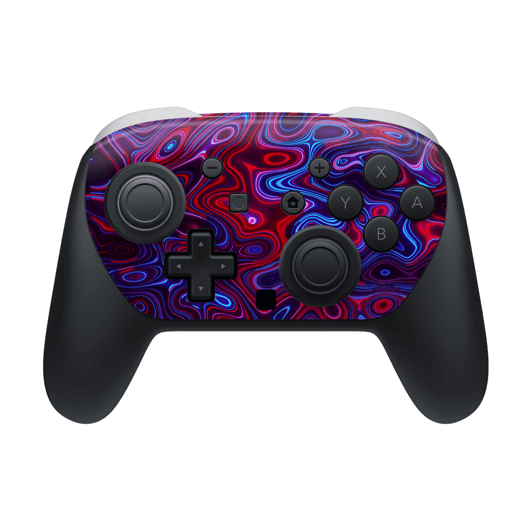 Nintendo Switch 2 PRO CONTROLLER Print Printed Custom SIGNATURE Flux Fusion Purple Neon Skin Wrap Sticker Decal Cover Protector by QSKINZ | QSKINZ.COM
